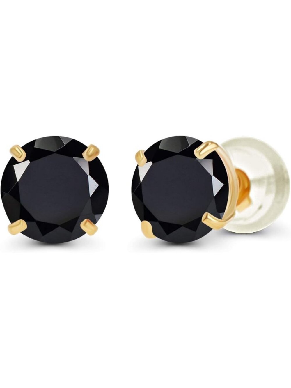 14K Gold Birthstone Stud Earrings - 6mm Round Genuine Gemstone for Women